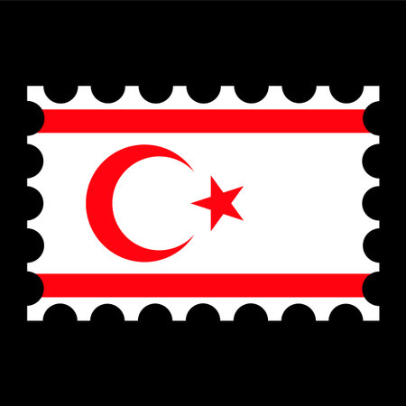 Postage stamp with Turkish Republic of Northern Cyprus flag. vector illustration.のイラスト素材