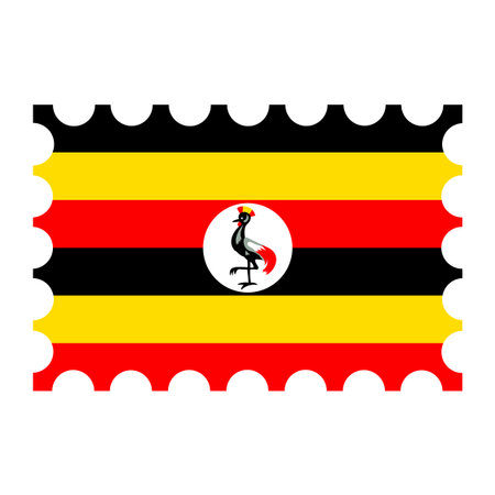 Postage stamp with Uganda flag. vector illustration.のイラスト素材
