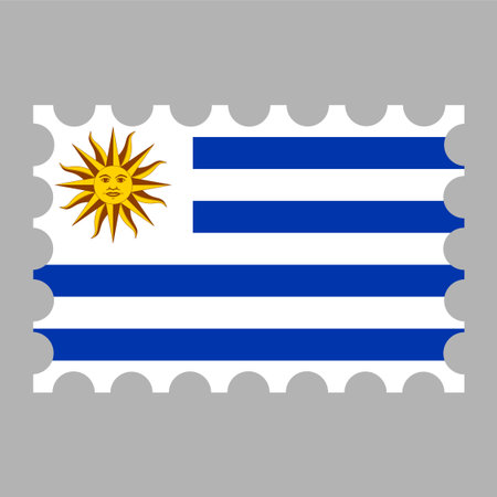 Postage stamp with Uruguay flag. vector illustration.のイラスト素材