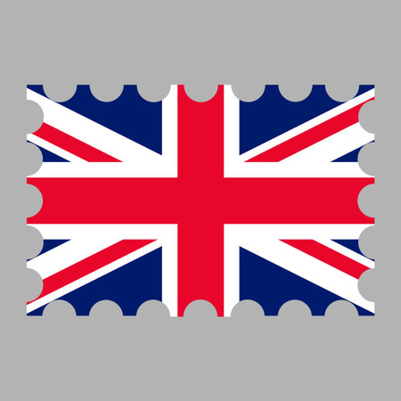 Postage stamp with United Kingdom flag. vector illustration.のイラスト素材