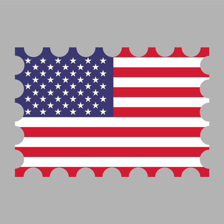 Postage stamp with USA flag. vector illustration.のイラスト素材