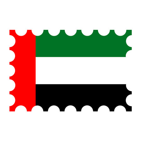 Postage stamp with United Arab Emirates flag. vector illustration.のイラスト素材