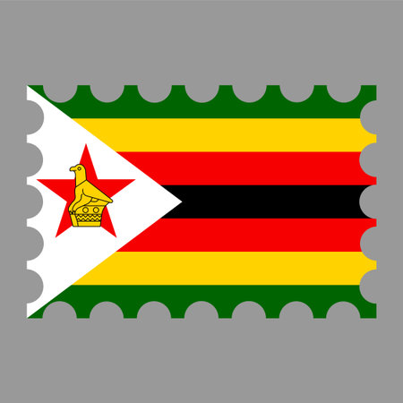 Postage stamp with Zimbabwe flag. vector illustration.のイラスト素材