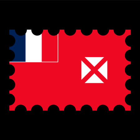 Postage stamp with Wallis and Futuna flag. vector illustration.のイラスト素材