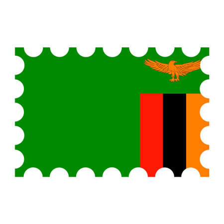 Postage stamp with Zambia flag. vector illustration.のイラスト素材