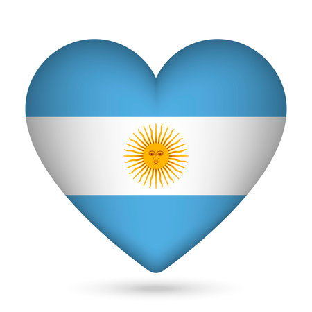 Argentina flag in heart shape. vector illustration.のイラスト素材