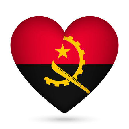 Angola flag in heart shape. vector illustration.のイラスト素材