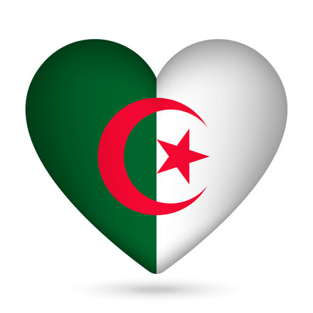 Algeria flag in heart shape. vector illustration.のイラスト素材