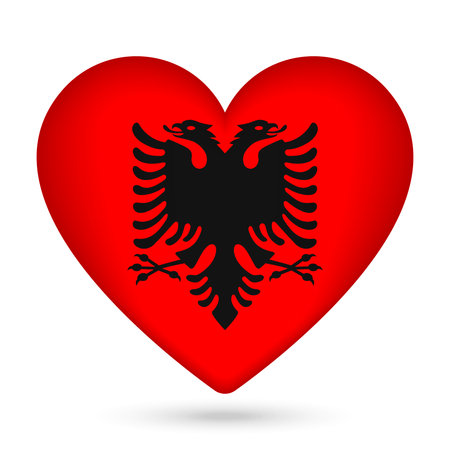 Albania flag in heart shape. vector illustration.のイラスト素材