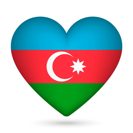 Azerbaijan flag in heart shape. vector illustration.のイラスト素材