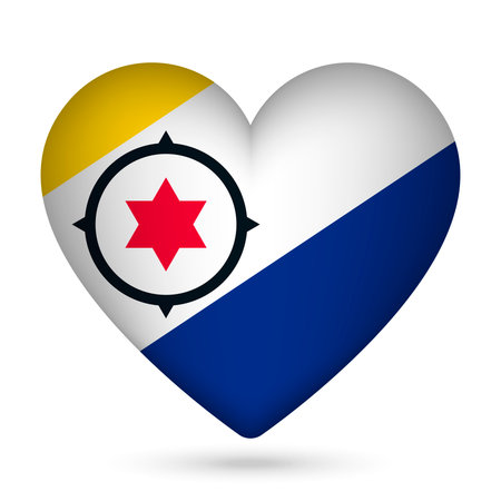 Bonaire flag in heart shape. vector illustration.のイラスト素材
