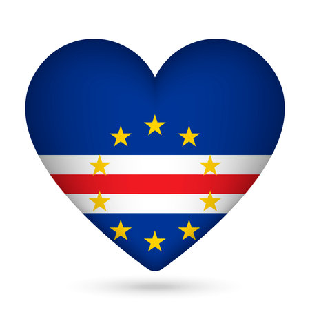 Cape Verde flag in heart shape. vector illustration.のイラスト素材