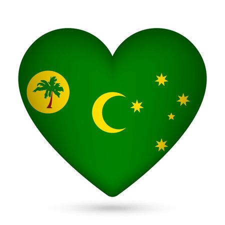 Cocos Islands flag in heart shape. vector illustration.のイラスト素材