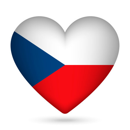 Czech Republic flag in heart shape. vector illustration.のイラスト素材