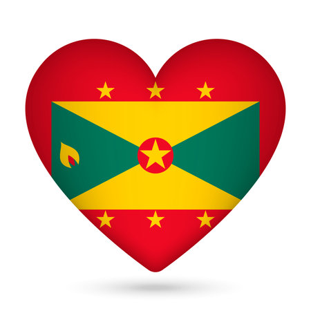 Grenada flag in heart shape. vector illustration.のイラスト素材