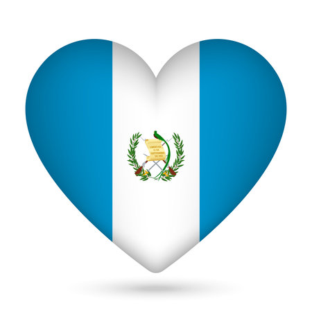Guatemala flag in heart shape. vector illustration.のイラスト素材