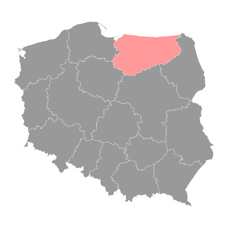 Warmian Masurian Voivodeship map, province of Poland. vector illustration.のイラスト素材