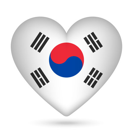 South Korea flag in heart shape. vector illustration.のイラスト素材