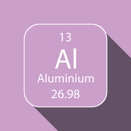 Aluminum symbol with long shadow design. Chemical element of the periodic table. vector illustration.のイラスト素材