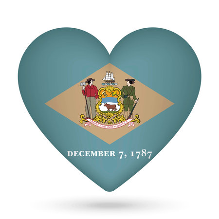 Delaware flag in heart shape. vector illustration.のイラスト素材
