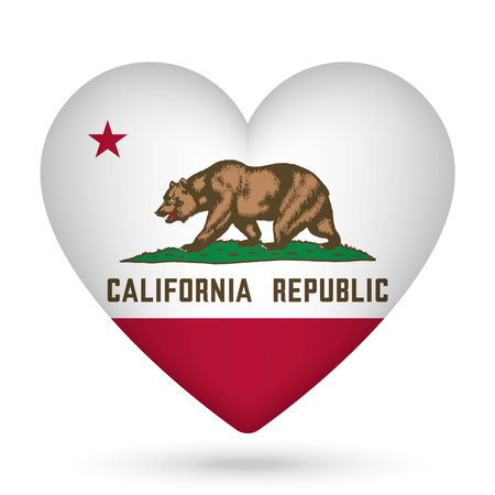 California flag in heart shape. vector illustration.のイラスト素材