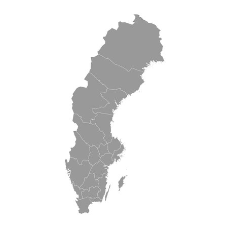 Sweden gray map with provinces. vector illustration.のイラスト素材