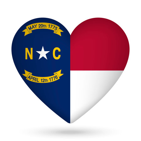 North Carolina flag in heart shape. vector illustration.のイラスト素材