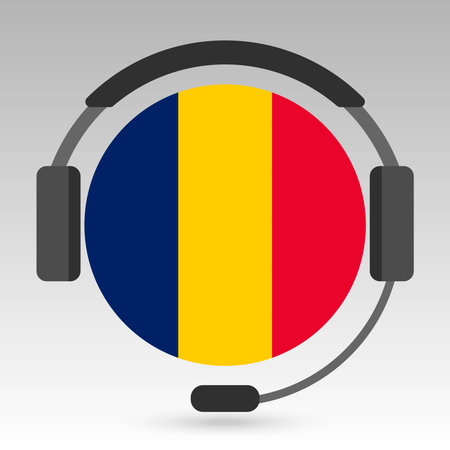 Chad flag with headphones, support sign. vector illustration.のイラスト素材