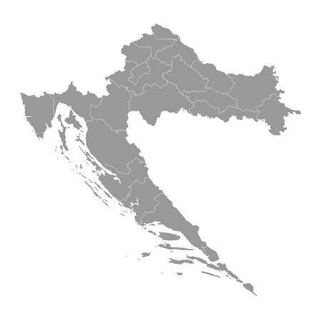 Croatia gray map with counties. vector illustration.のイラスト素材