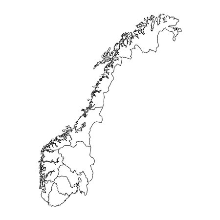 Norway map with county. vector illustration.のイラスト素材