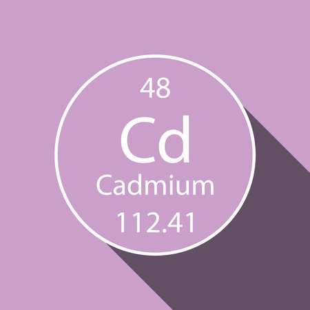Cadmium symbol with long shadow design. Chemical element of the periodic table. vector illustration.のイラスト素材