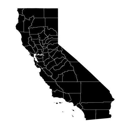 California state map with counties. vector illustration.のイラスト素材