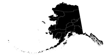 Alaska state map with boroughs. vector illustration.のイラスト素材