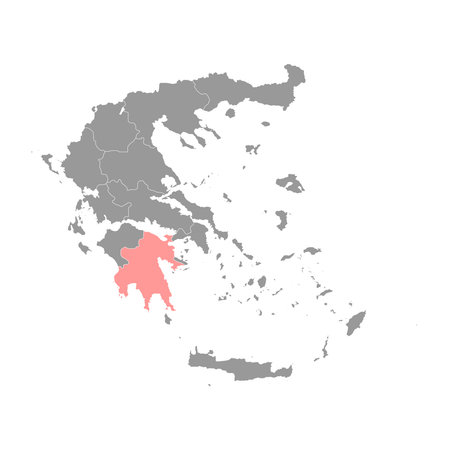 Peloponnese region map, administrative region of Greece. vector illustration.のイラスト素材