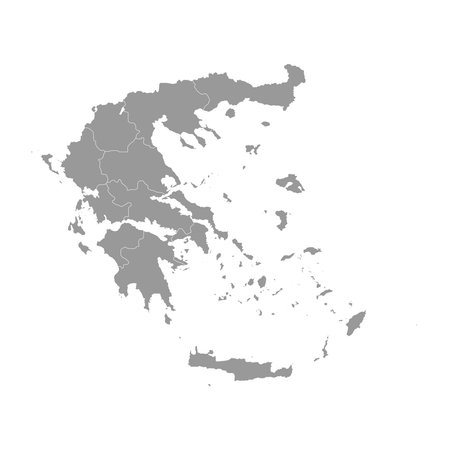 Gray map of Greece with administrative regions. vector illustration.のイラスト素材