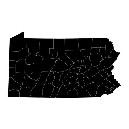 Pennsylvania state map with counties. vector illustration.のイラスト素材