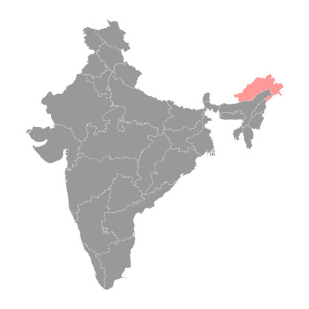 Arunachal Pradesh state map, administrative division of India. vector illustration.のイラスト素材