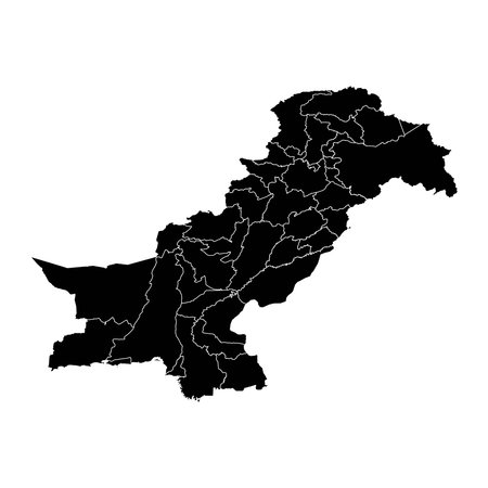 Map of Pakistan with administrative territory and disputed territories. vector illustration.のイラスト素材