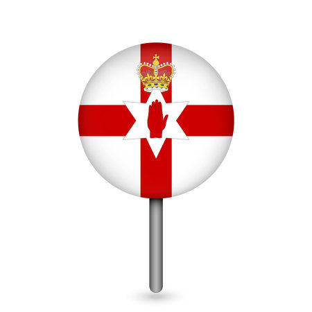 Map pointer with Northern Ireland. Northern Ireland flag. Vector illustration.のイラスト素材