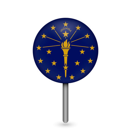 Map pointer with flag of Indiana. Vector illustration.のイラスト素材