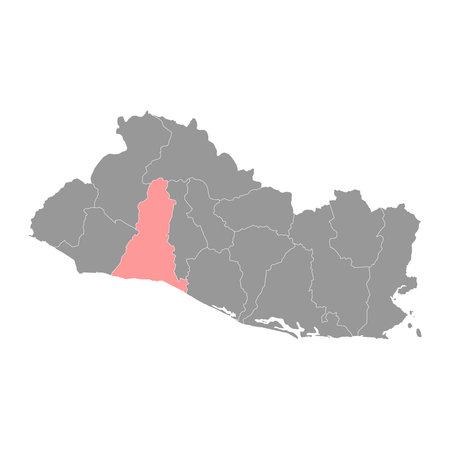 La Libertad department map, administrative division of El Salvador.のイラスト素材