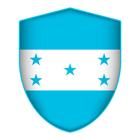 Honduras flag in shield shape. Vector illustration.のイラスト素材