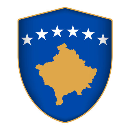 Kosovo flag in shield shape. Vector illustration.のイラスト素材