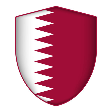Qatar flag in shield shape. Vector illustration.のイラスト素材