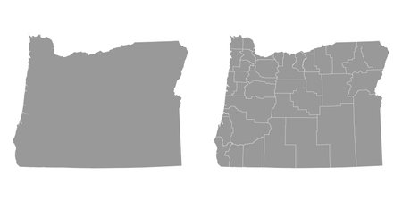 Oregon state gray maps. Vector illustration.のイラスト素材