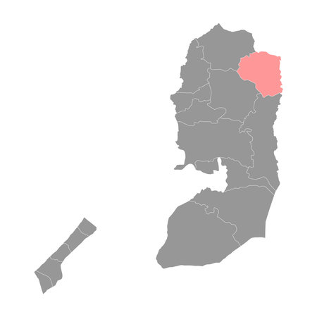 Tubas Governorate map, administrative division of Palestine. Vector illustration.のイラスト素材