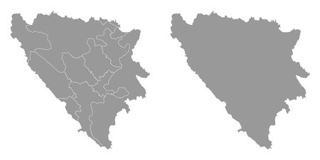 Bosnia and Herzegovina gray map with administrative districts. vector illustration.のイラスト素材