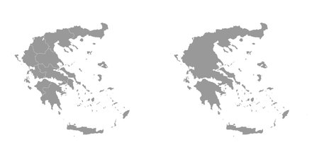 Gray map of Greece with administrative regions. vector illustration.のイラスト素材
