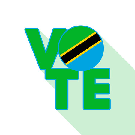 Vote sign, postcard, poster. Banner with Tanzania flag. Vector illustration.のイラスト素材