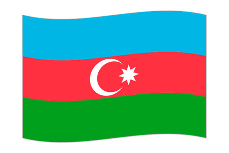 Waving flag of the country Azerbaijan. Vector illustration.のイラスト素材